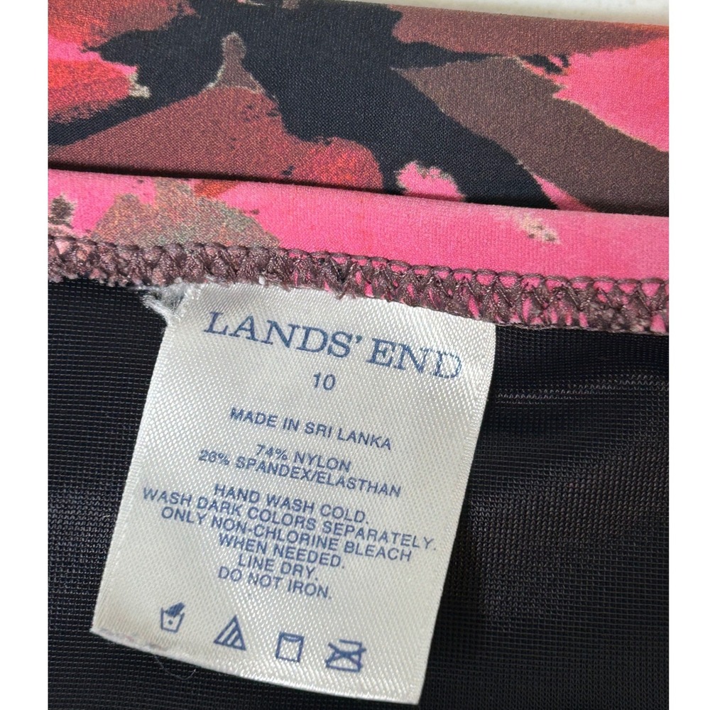 Lands' End Swim Skirt Women's 10 Brown Floral Ruffle Skirted Bottom Swimsuit - Picture 4 of 5